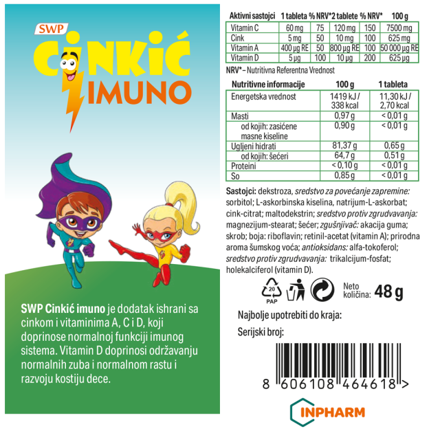 Cinkić Imuno 60 Tablete Za Žvakanje