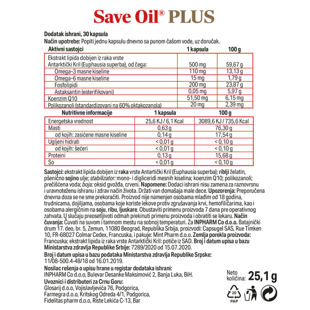 Save Oil Plus 30 Kapsula