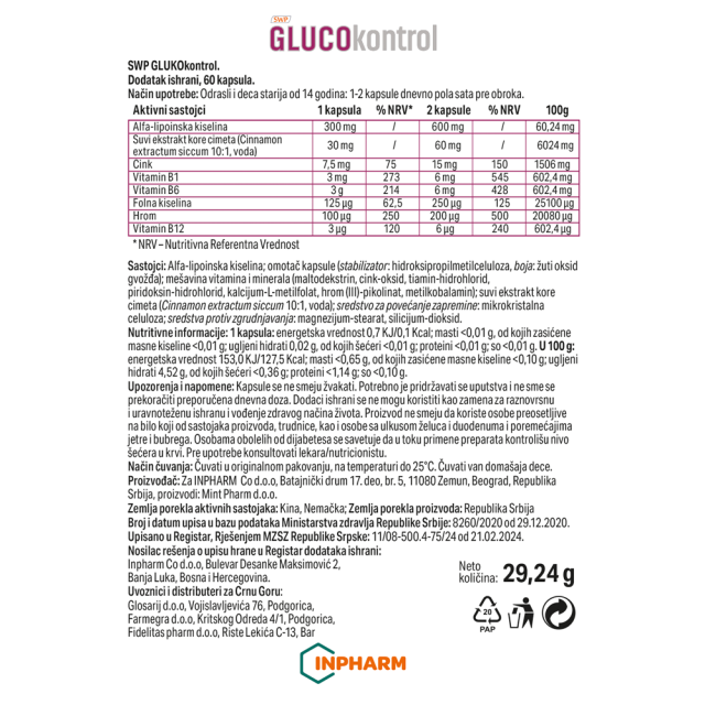 Glucokontrol 60 Kapsula Glucokontrol 60 Kapsula