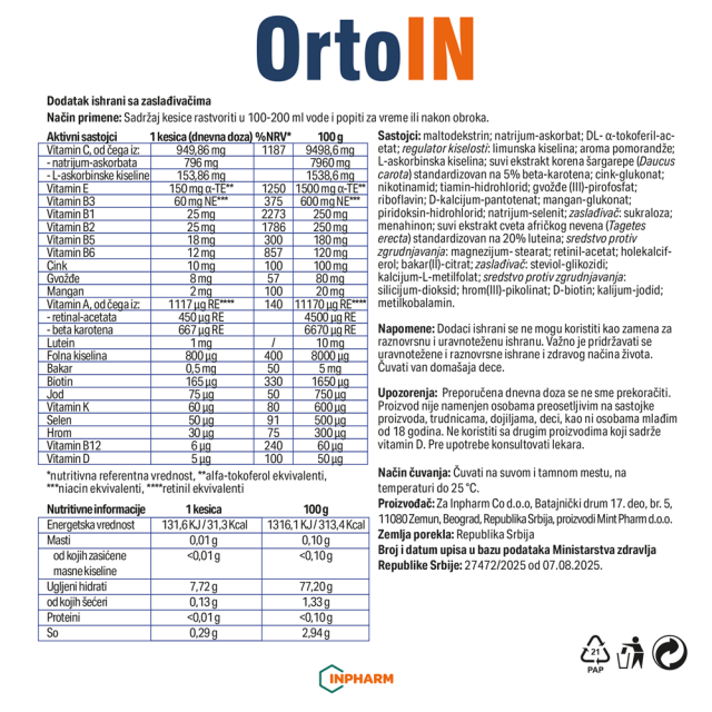Ortoin 30 Kesica
