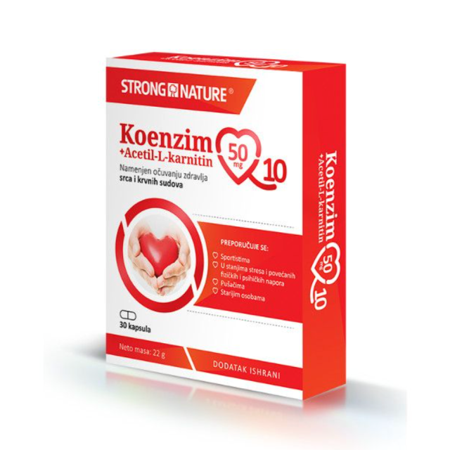 STRONG NATURE KOENZIM Q10 + ACETIL-L-KARNITIN 50MG+500MG 30 KAPSULA