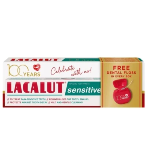 Lacalut Sensitive Pasta Za Zube 75 Ml + Gratis Konac Za Zube