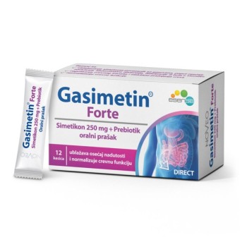 GASIMETIN FORTE SIMETIKON + PREBIOTIK, ORALNI PRAŠAK 12 KESICA GASIMETIN FORTE SIMETIKON + PREBIOTIK, ORALNI PRAŠAK 12 KESICA