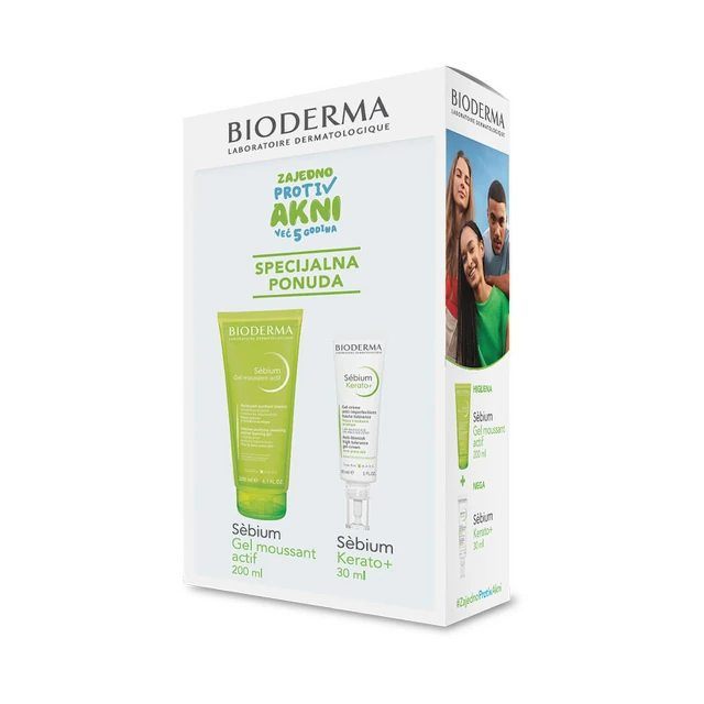 Bioderma Sebium Gel Actif 200Ml + Sebium Kerato+ Gel Krema 30 Ml Promo Set