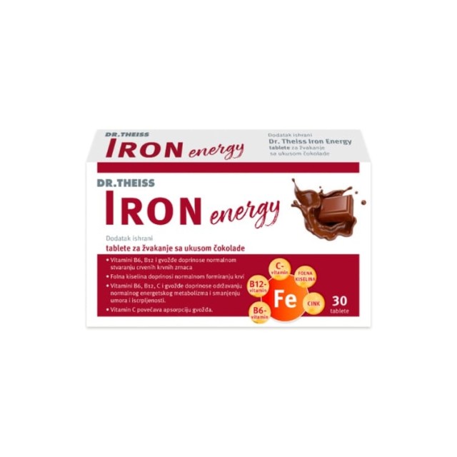 Dr. Theiss Iron Energy Tablete Za Žvakanje Sa Ukusom Čokolade