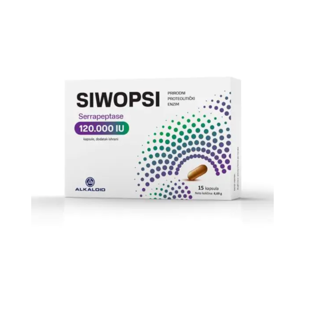 Siwopsi Serrapeptase 120 000 Iu 15 Kapsula