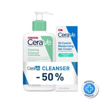 CeraVe Penušavi gel za čišćenje 236 ml+ Hidrantna gel krema za masnu kožu 52 ml Promo