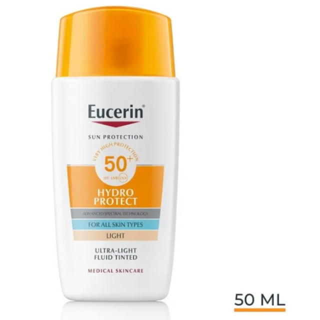 Eucerin Sun Hydro-Protect Fluid Tonirani Za Zaštitu Lica Od Sunca Spf 50+ Svetli 50 Ml