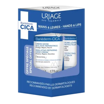 Uriage Bariederm Cica krem za ruke 50ml+ Uriage Bariederm Cica balzam za usne 15 ml promo set