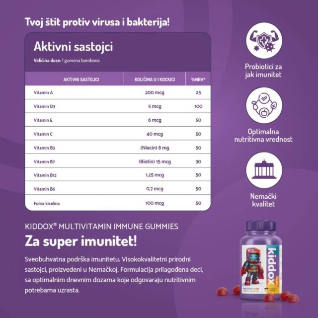 Kiddox Multivitamin Immune Gummies A 60