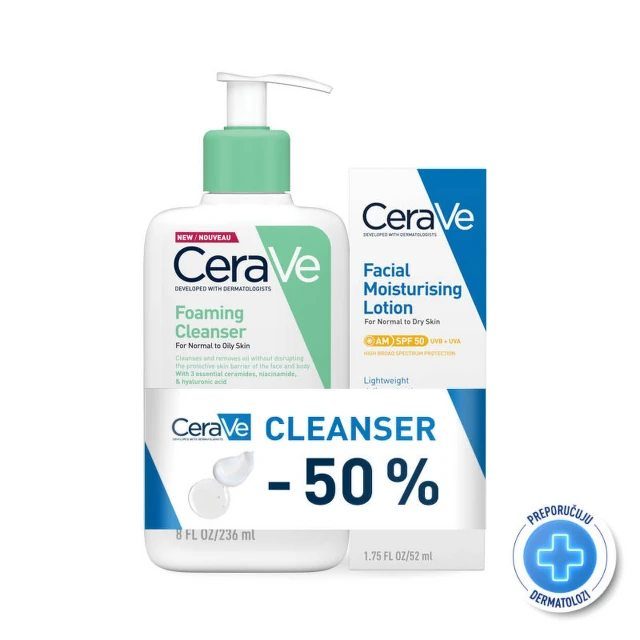 Cerave Penušavi Gel Za Čišćenje 236Ml+ Hidrantni Losion Za Lice Spf 50 52 Ml Promo Cerave Penušavi Gel Za Čišćenje 236Ml+ Hidrantni Losion Za Lice Spf 50 52 Ml Promo