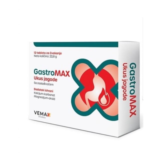 Gastromax – Ukus Jagode 12 Tableta Za Žvakanje