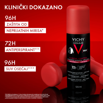 Vichy Homme Clinical Control Antiperspirant sprej protiv znojenja 96H 125 ml Vichy Homme Clinical Control Antiperspirant sprej protiv znojenja 96H 125 ml