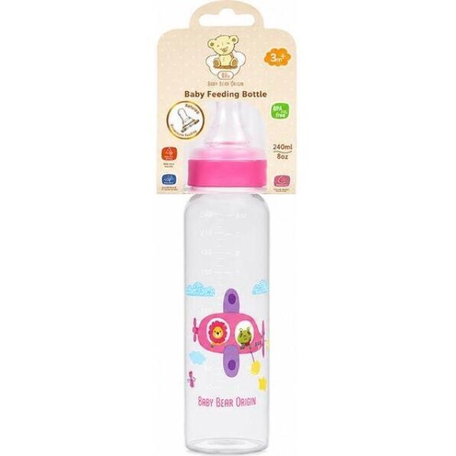 Bbo Classic Plastična Flašica Za Bebe 0+ Pink 240 Ml
