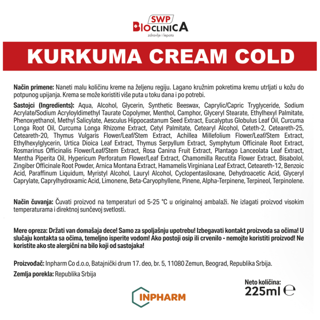 Kurkuma Cream Cold 225 Ml