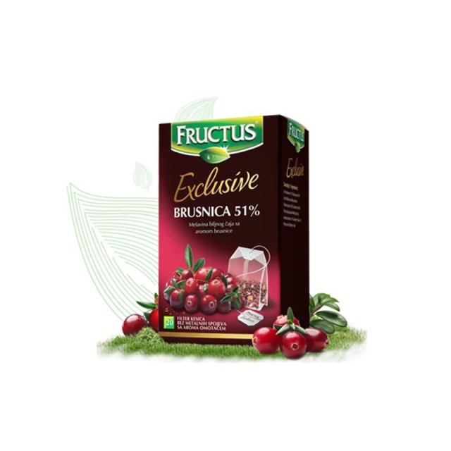 Fructus Čaj Brusnica 51% Filter 20 Kesica