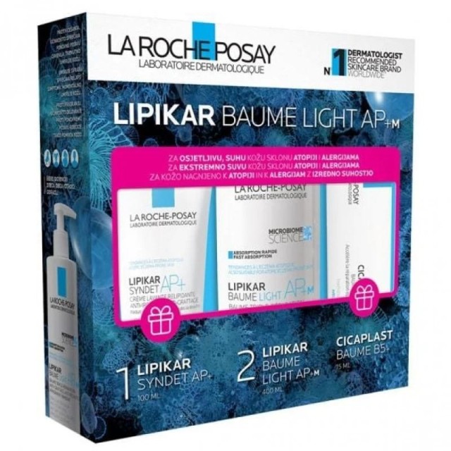 La Roche-Posay Lipikar Syndet 100Ml+Lipikar Baume Light Ap+M 400 Ml+Cicaplast Baume B5 15Ml