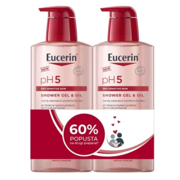 EUCERIN pH5 GEL I ULJE ZA TUŠIRANJE SA PUMPICOM 400 ML – 1+1 GRATIS EUCERIN pH5 GEL I ULJE ZA TUŠIRANJE SA PUMPICOM 400 ML – 1+1 GRATIS