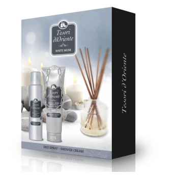 TESORI D’ORIENTE BELI MOŠUS POKLON SET DEO SPREJ 150 ML + GEL ZA TUŠIRANJE 250 ML TESORI D’ORIENTE BELI MOŠUS POKLON SET DEO SPREJ 150 ML + GEL ZA TUŠIRANJE 250 ML