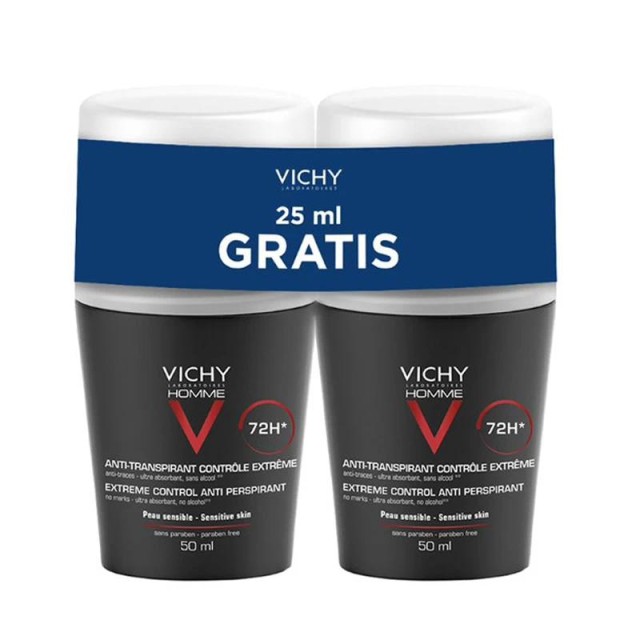 Vichy Homme Antiperspirant Roll-On Za Zaštitu Od Znojenja Do 72H 2X 50 Ml