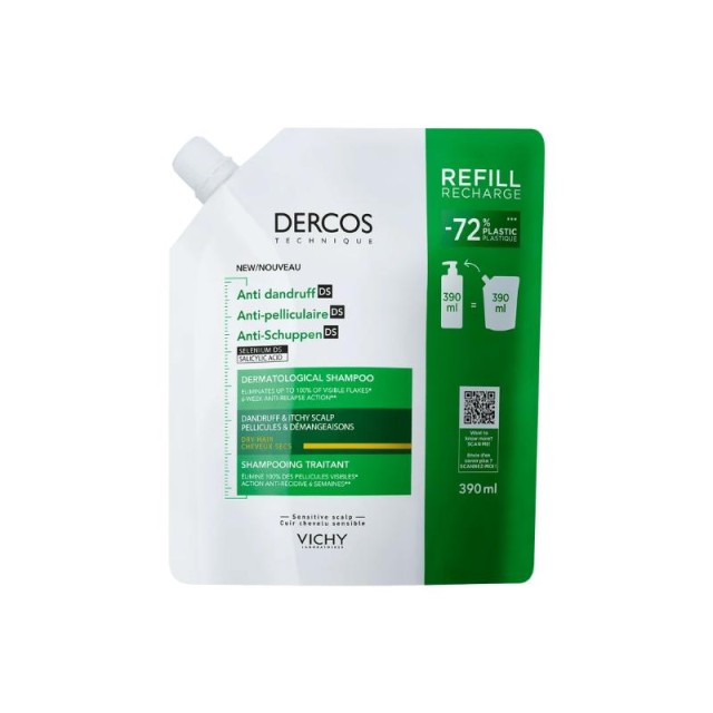 Vichy Dercos Šampon Protiv Peruti Ds Za Suvu Kosu Refill 390 Ml
