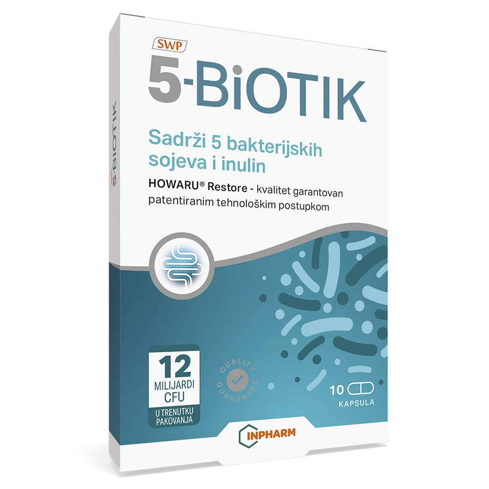 5-BIOTIK,  probiotik plus prebiotik, 10 kapsula