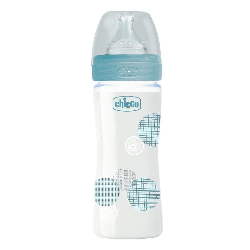 Chicco flasica well-being staklena plava silikonska cucla 240ml