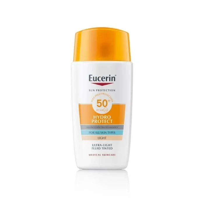 Eucerin Sun Hydro-protect Fluid tonirani za zaštitu lica od sunca SPF 50+ Svetla, 50 ml
