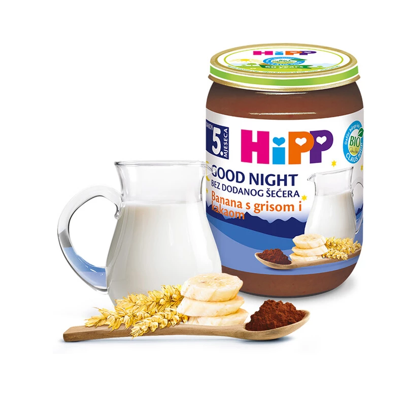 Hipp kaša mlečna l-n banana/griz/kakao 190 g