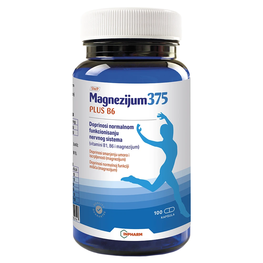 MAGNEZIJUM 375 PLUS B6, magnezijum, 100 kapsula