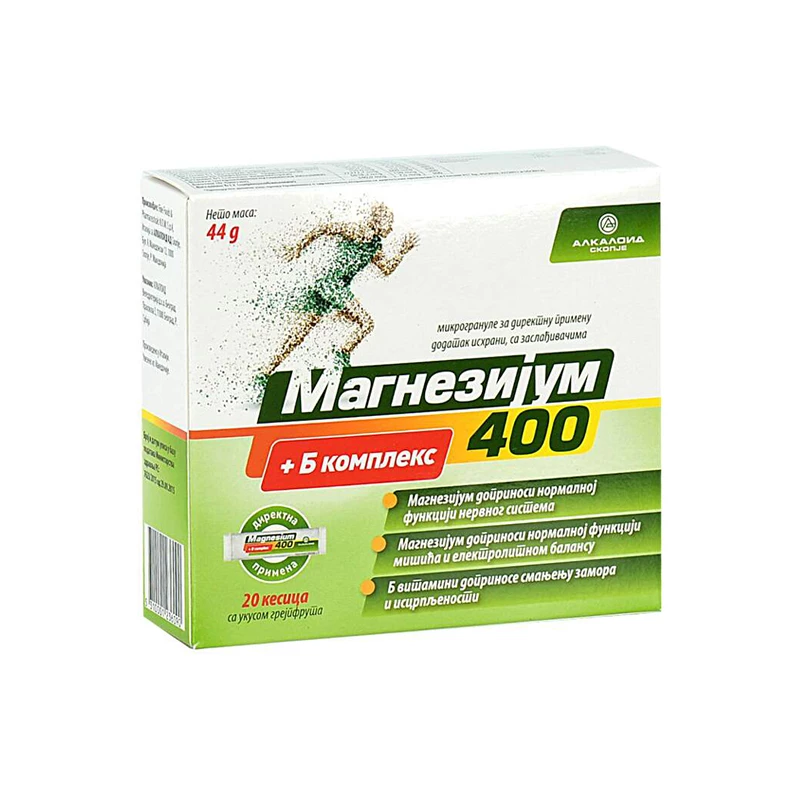 MAGNEZIJUM 400+B COMPLEX KESICE 20X ALKALOID