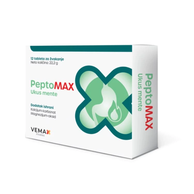 PeptoMax menta tabl za zvakanje za kiselinu