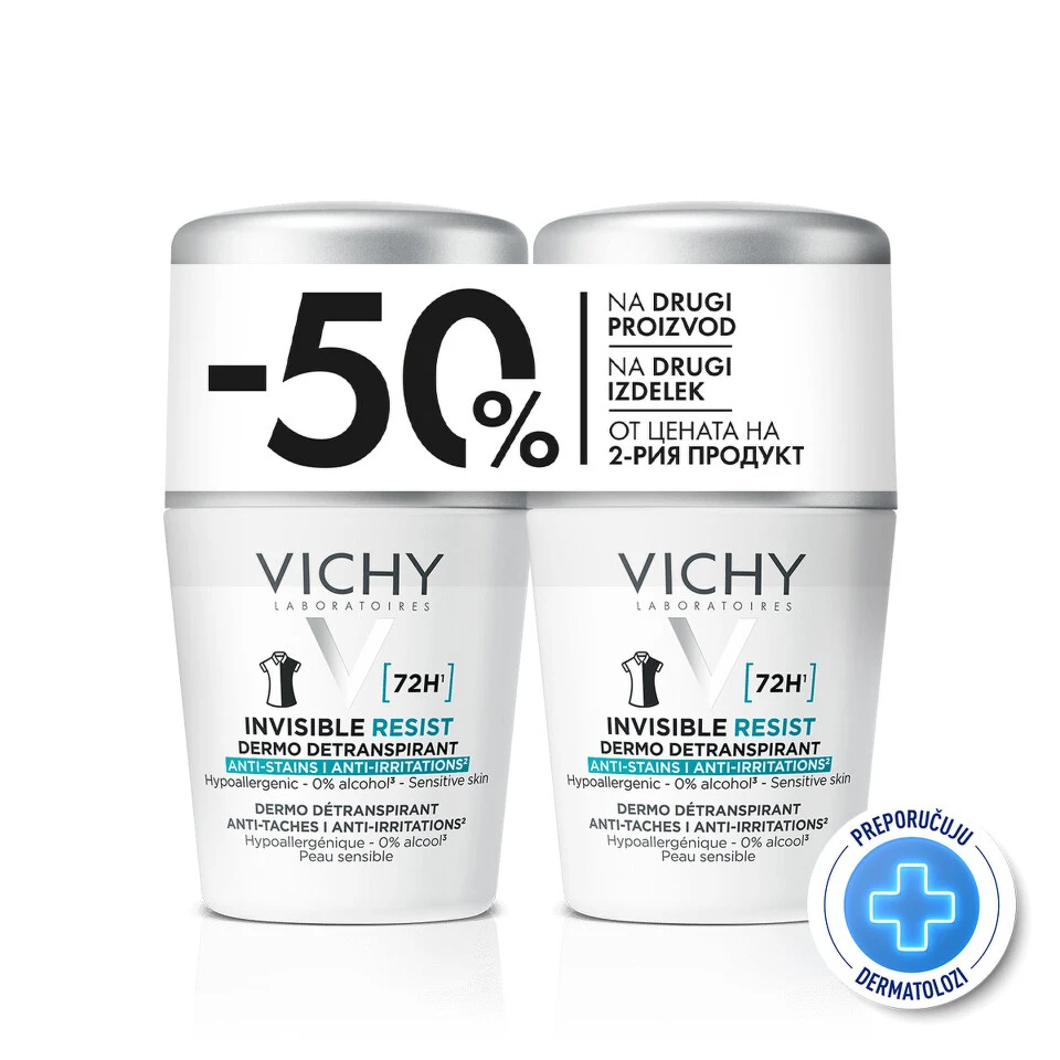Vichy deo roll-on Invisible Resist 72H 1+1 promo