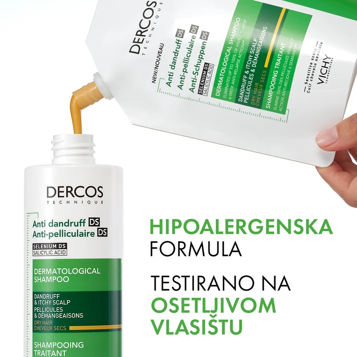 Vichy Dercos Šampon protiv peruti suva kosa refil 390 ml