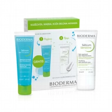 Bioderma Sebium set sebium gel 200ml+sebium sensitive krema 30ml PROMO