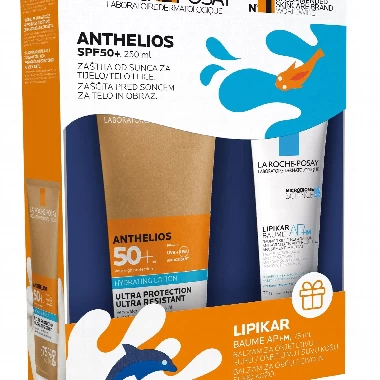LA ROCHE-POSAY ANTHELIOS MLEKO SPF 50+ 250 ml+ LIPIKAR BAUME AP+m 75 ml PROMO 